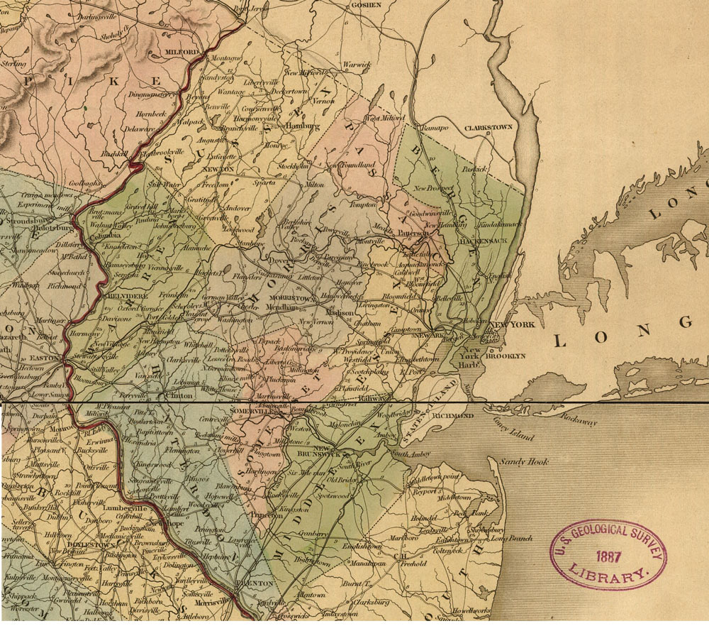 USGS Survey map of New Jersey circa1839